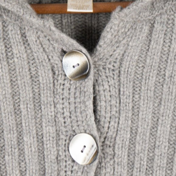 Kenar Cable Knit Sweater Womens Extra Large Gray Lambswool Long Button Up - Picture 3 of 8